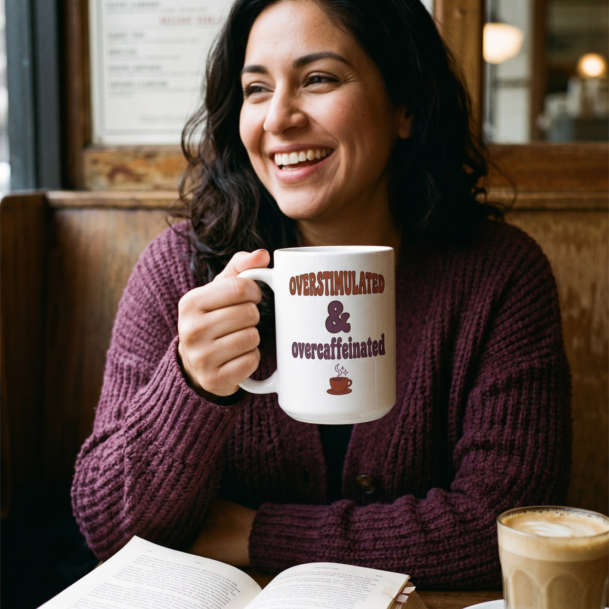 Overstimulated & Overcaffeinated funny mental health mug — lifestyle