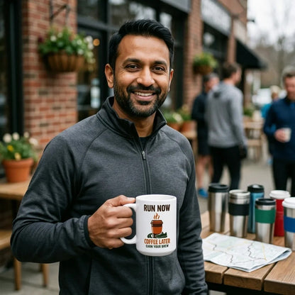 Run Now, Coffee Later print — lifestyle