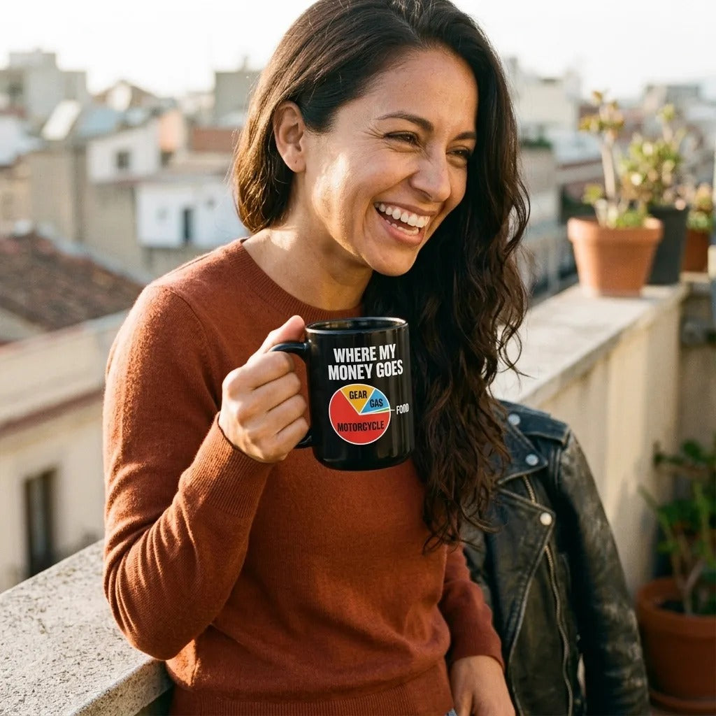 Where My Money Goes funny motorcycle mug — lifestyle