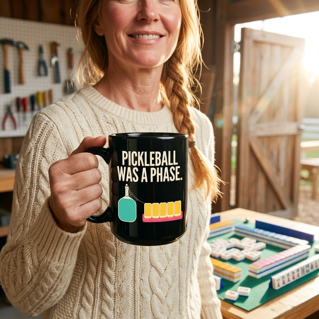 Pickleball Was A Phase funny mahjong mug — lifestyle