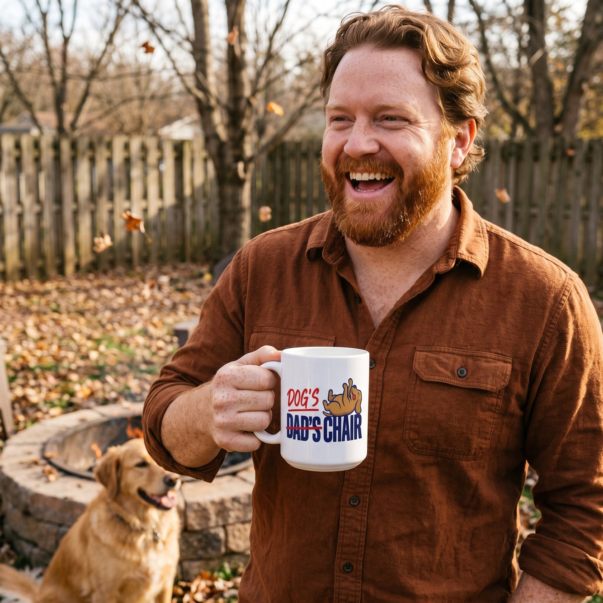 Dog's Chair funny dog dad mug — lifestyle