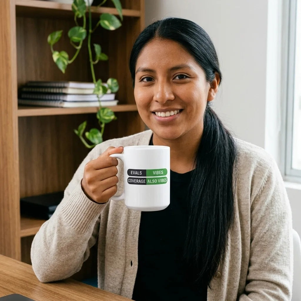 Eval Suite Vibes agentic AI engineer mug — lifestyle