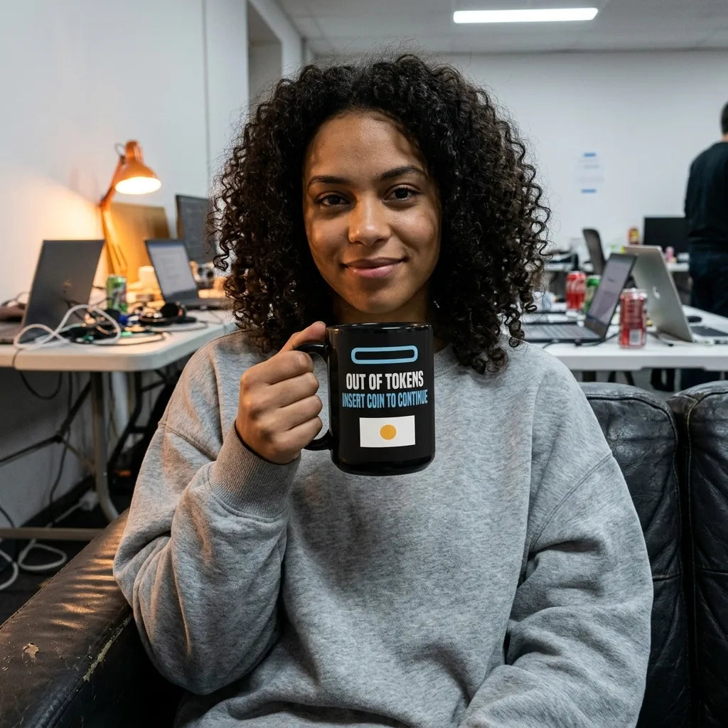 Insert Coin To Continue out of tokens mug — lifestyle