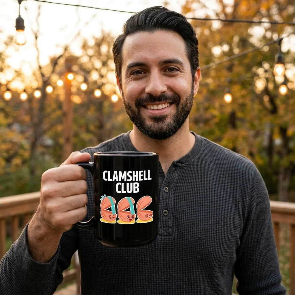 Clamshell Club funny physical therapy mug — lifestyle