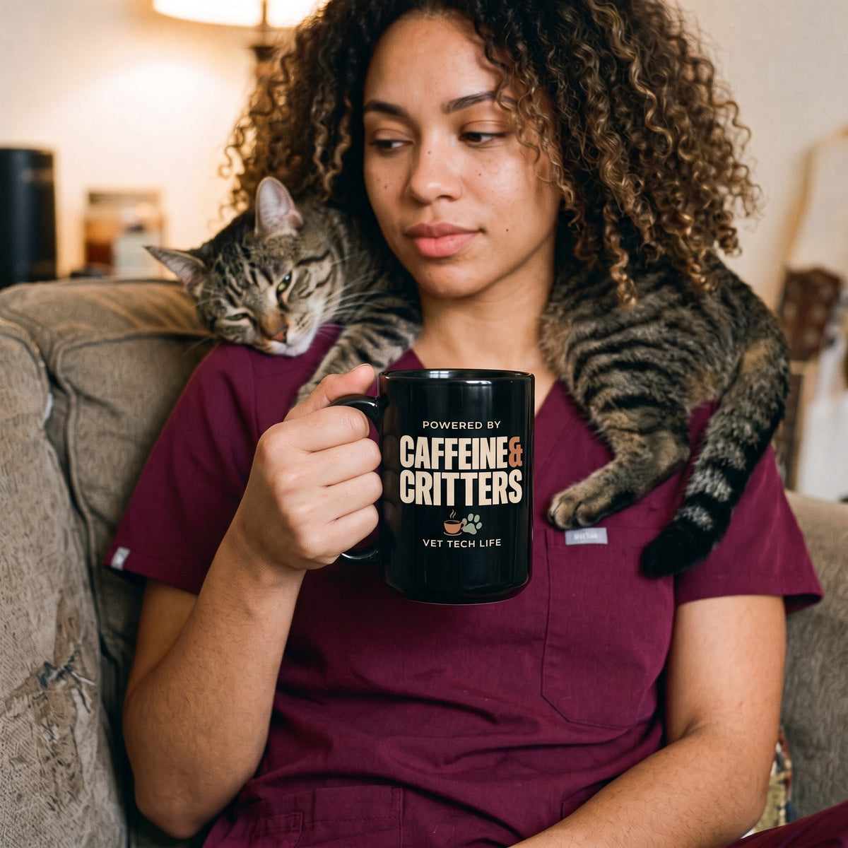 Caffeine & Critters print — lifestyle