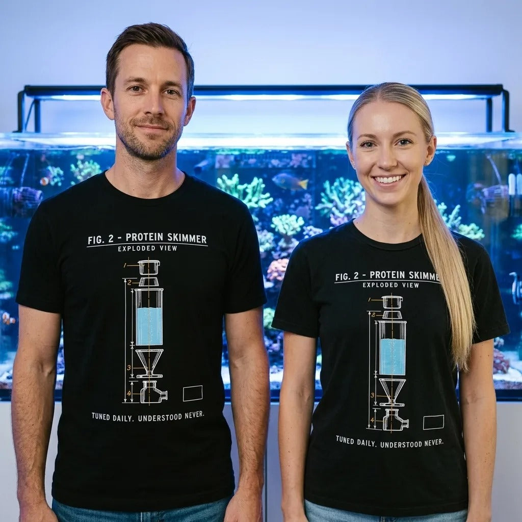 Protein Skimmer Exploded View reef tank saltwater aquarium t-shirt — lifestyle