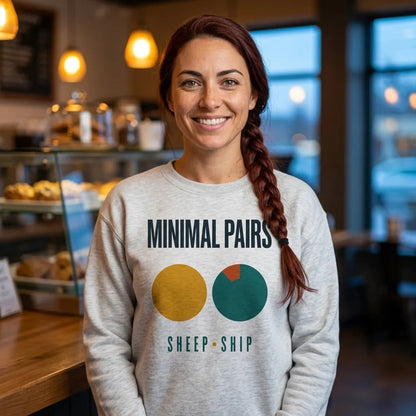 Minimal Pairs speech therapy crewneck sweatshirt — lifestyle