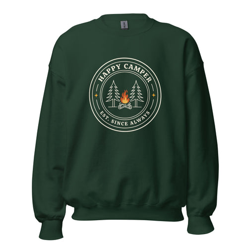 Happy Camper Sweatshirt, Retro Camping Crewneck, Camp Crew — Vintage Outdoors Gift