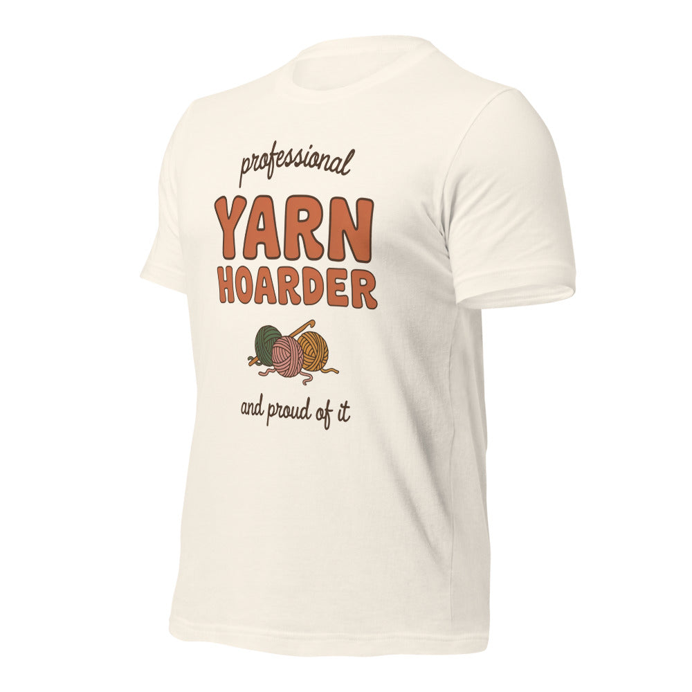 Professional Yarn Hoarder crochet cottagecore tee — Vintage White, front right