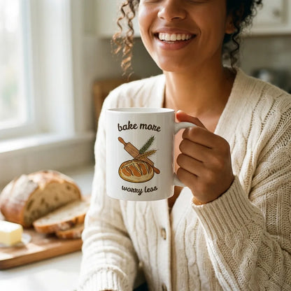 Bake More, Worry Less print — lifestyle