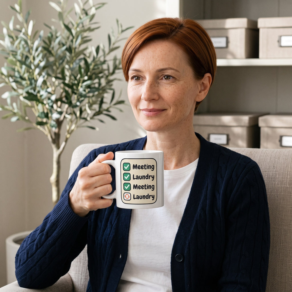 Meeting Laundry funny office coffee mug — lifestyle