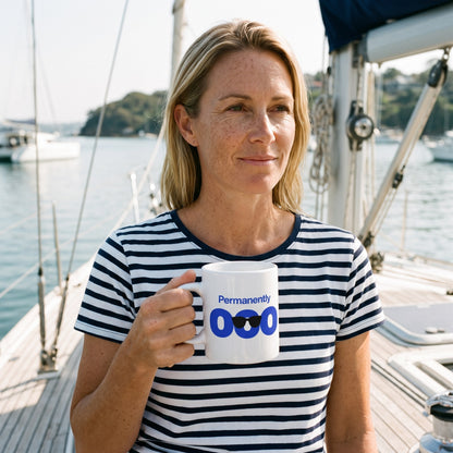 Permanently OOO out of office coffee mug — lifestyle