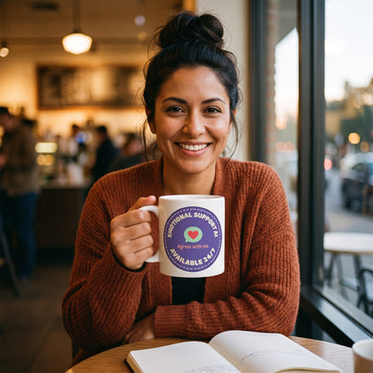 Emotional Support AI ceramic mug — lifestyle