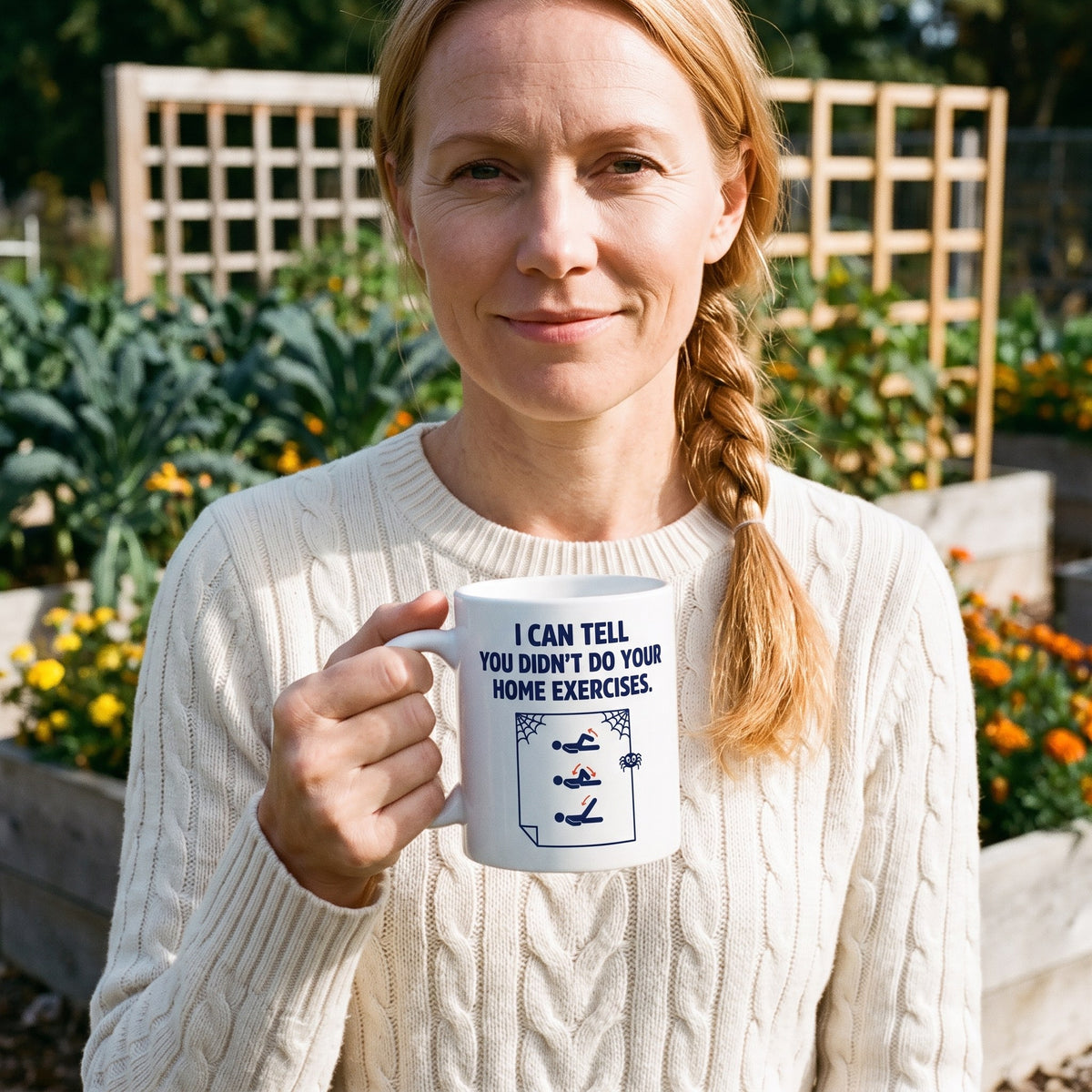 Home Exercises funny physical therapy mug — lifestyle