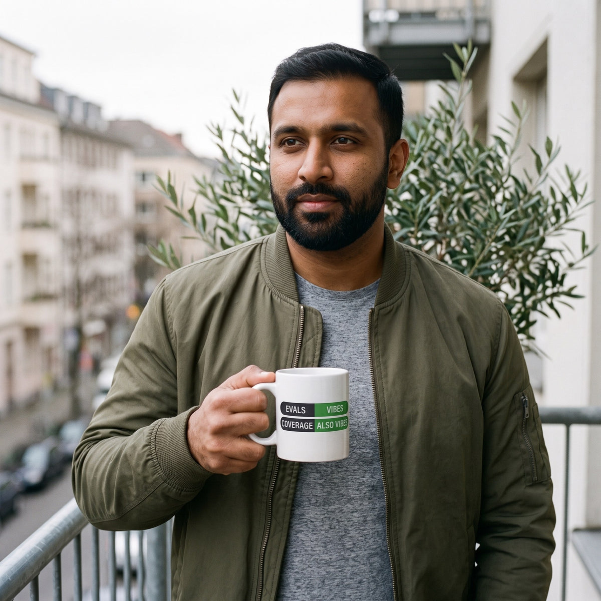 Eval Suite Vibes agentic AI engineer mug — lifestyle
