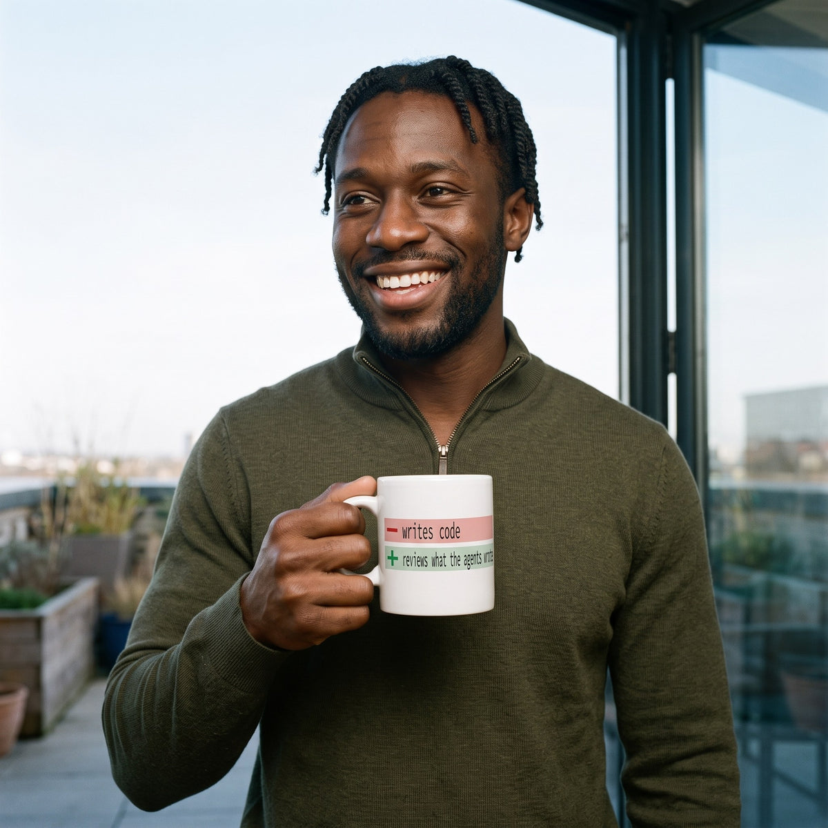 The Diff agentic AI engineer mug — lifestyle