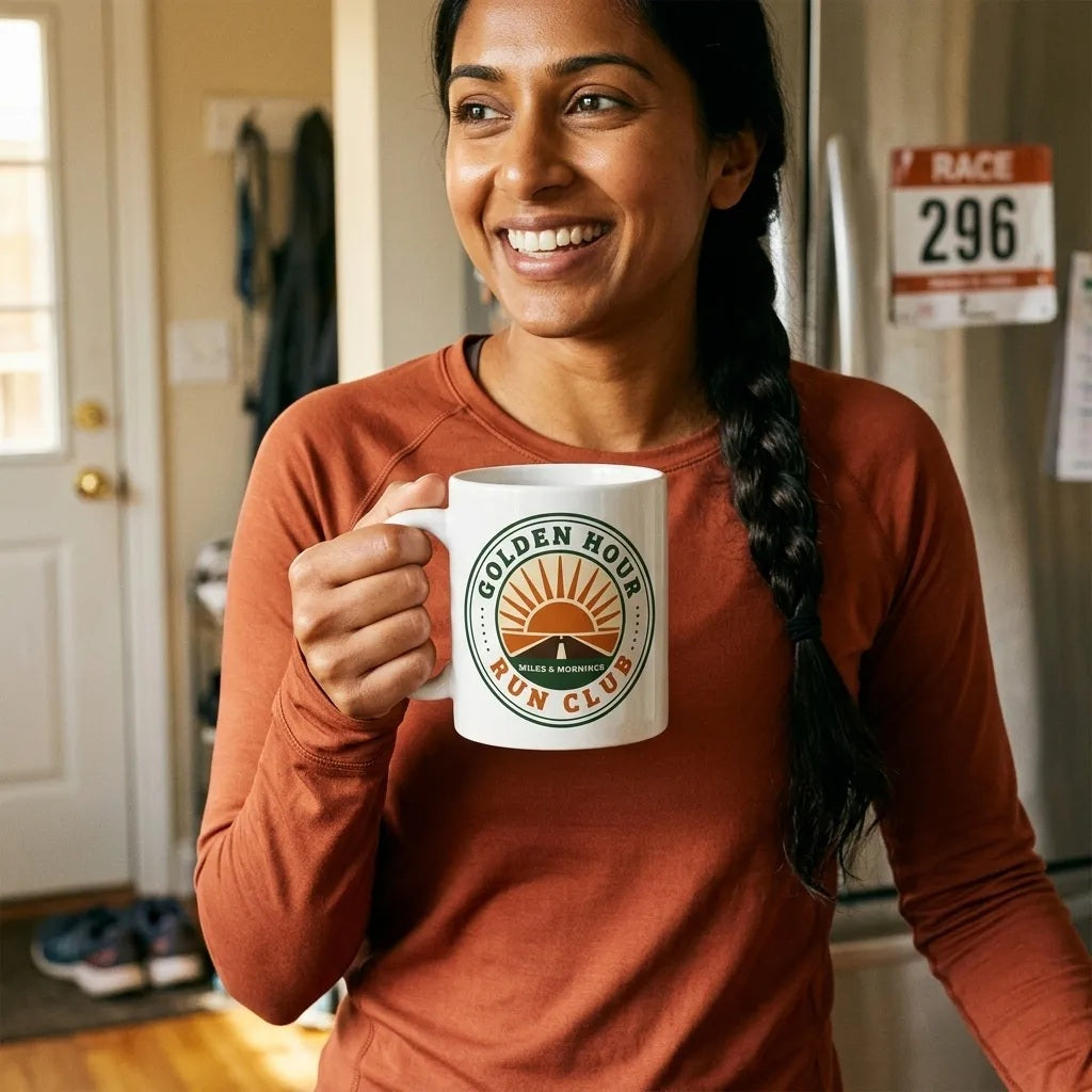 Golden Hour Run Club print — lifestyle