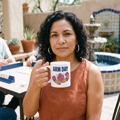 Arm Day funny mahjong mug — lifestyle
