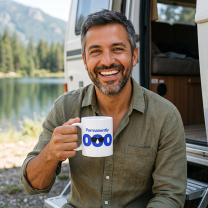Permanently OOO out of office coffee mug — lifestyle