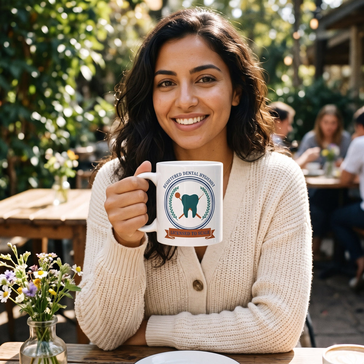 Licensed to Scale registered dental hygienist mug — lifestyle