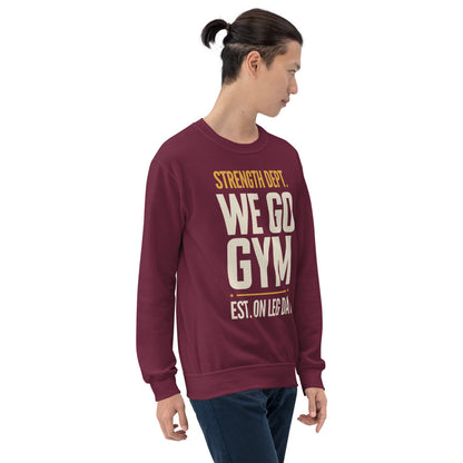 We Go Gym vintage athletic crewneck — Maroon, model