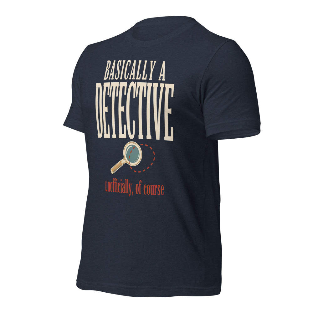 Basically a Detective vintage true crime tee — Heather Navy, front-right