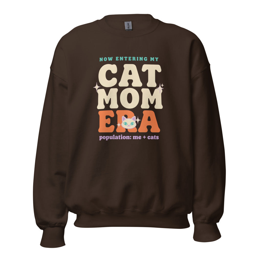 Cat Mom Era retro Y2K crewneck sweatshirt — Dark Chocolate, front