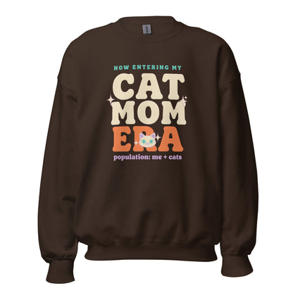 Cat Mom Era retro Y2K crewneck sweatshirt — Dark Chocolate, front