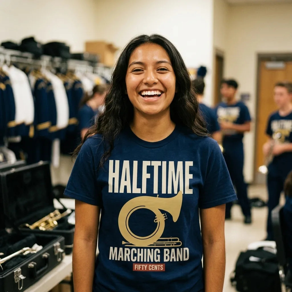 Official Halftime vintage marching band t-shirt — lifestyle