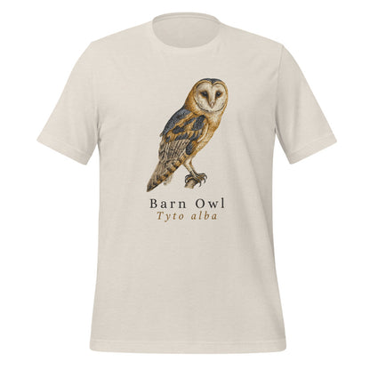 Barn Owl vintage field-guide tee — Heather Dust, front