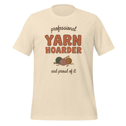Professional Yarn Hoarder crochet cottagecore tee — Heather Natural, front