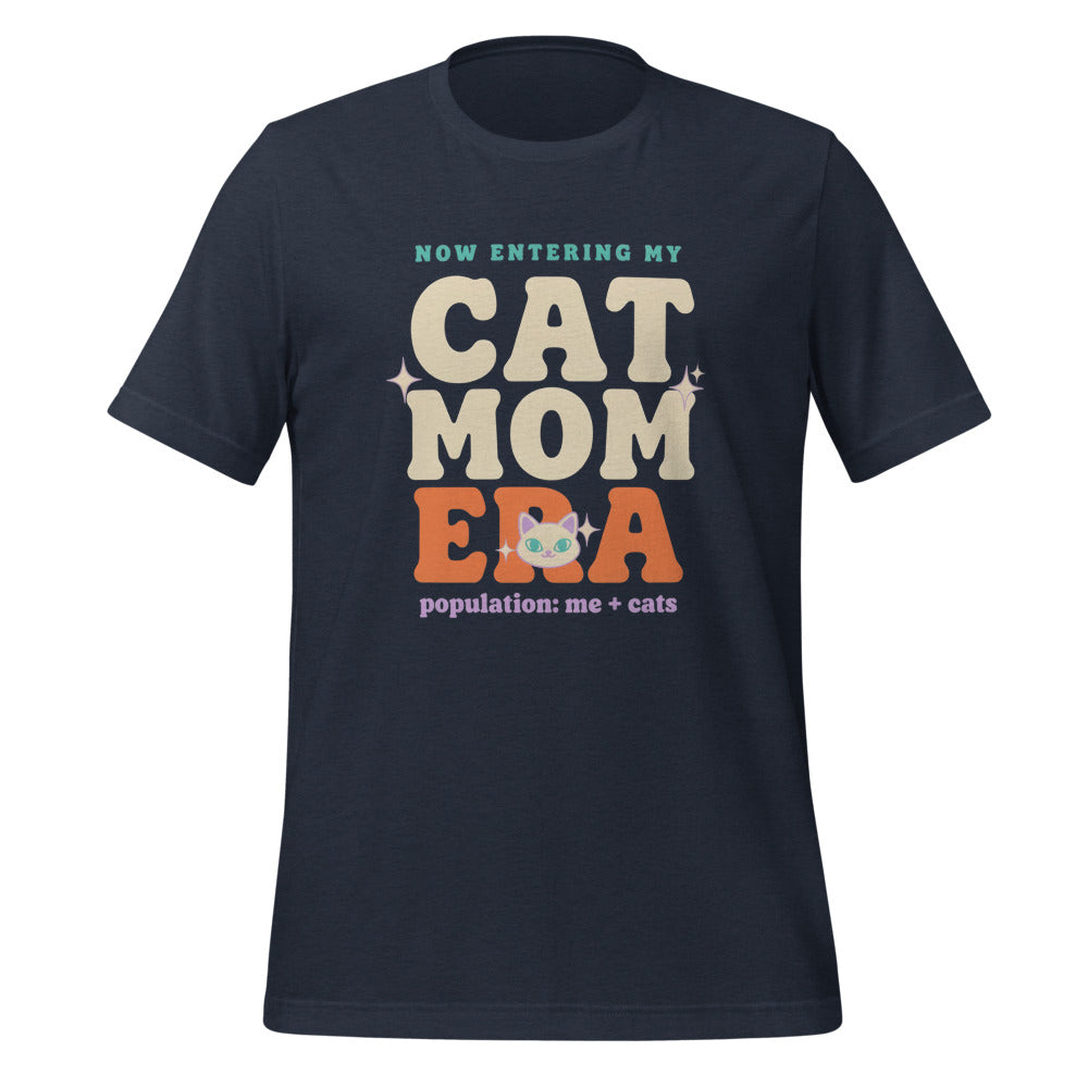 Cat Mom Era retro Y2K tee — Heather Navy, front