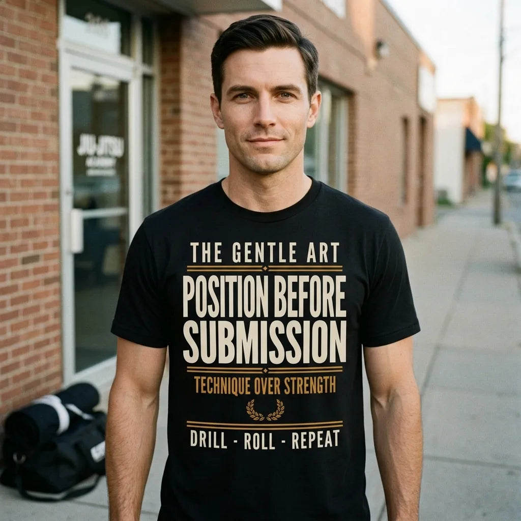 Position Before Submission Brazilian jiu jitsu t-shirt — lifestyle