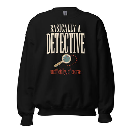 Basically a Detective vintage true crime crewneck sweatshirt — Black, front