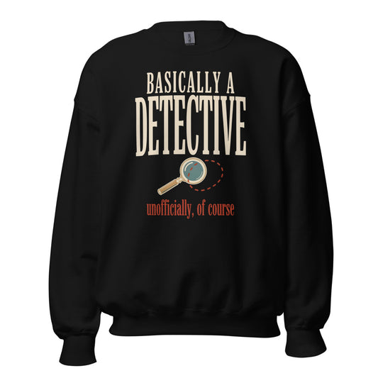 Basically a Detective vintage true crime crewneck sweatshirt — Black, front