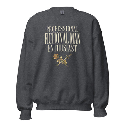 Professional Fictional Man Enthusiast book lover dark academia crewneck sweatshirt — Dark Heather, front