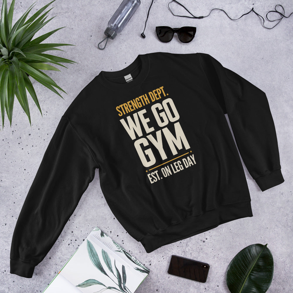 We Go Gym vintage athletic crewneck — Black, front right