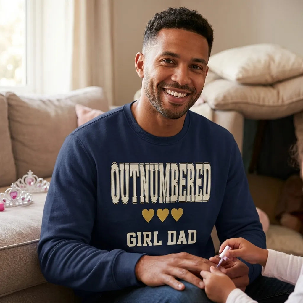 Girl Dad Outnumbered & Proud crewneck sweatshirt — lifestyle