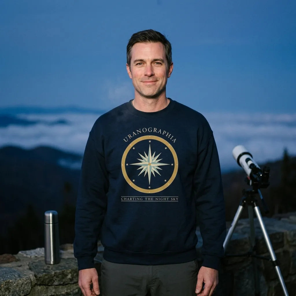 Uranographia vintage celestial chart astronomy crewneck sweatshirt — lifestyle
