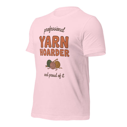 Professional Yarn Hoarder crochet cottagecore tee — Soft Pink, front right