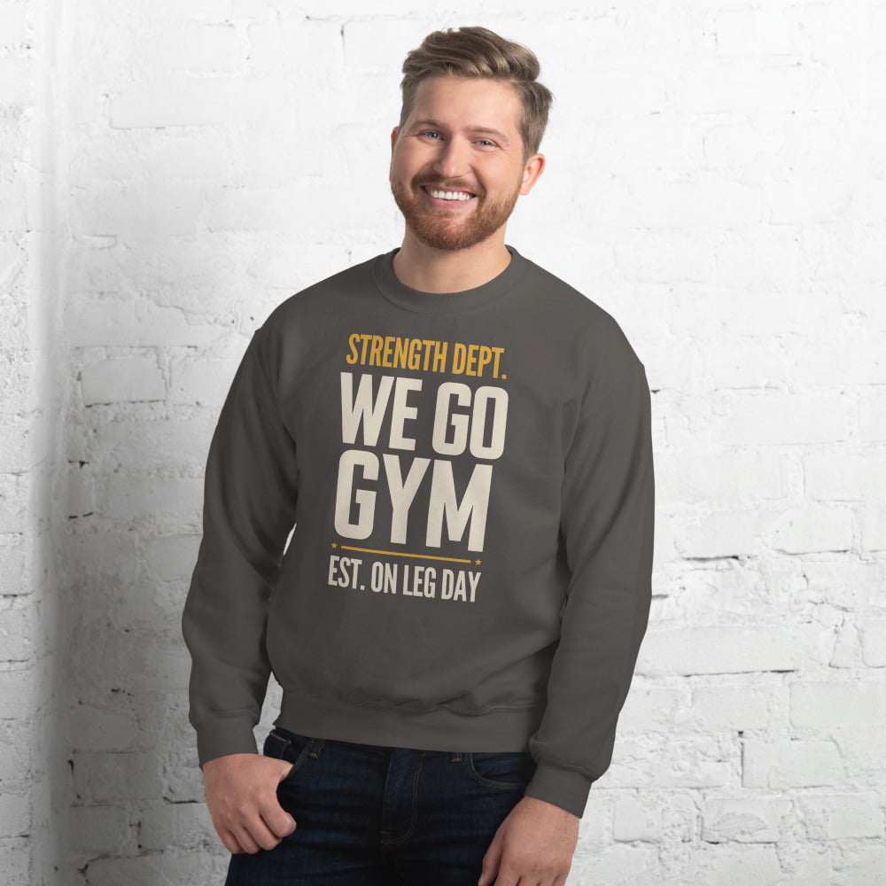 We Go Gym vintage athletic crewneck — Charcoal, model