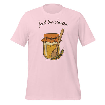 Feed The Starter sourdough baker tee — Soft Pink, front