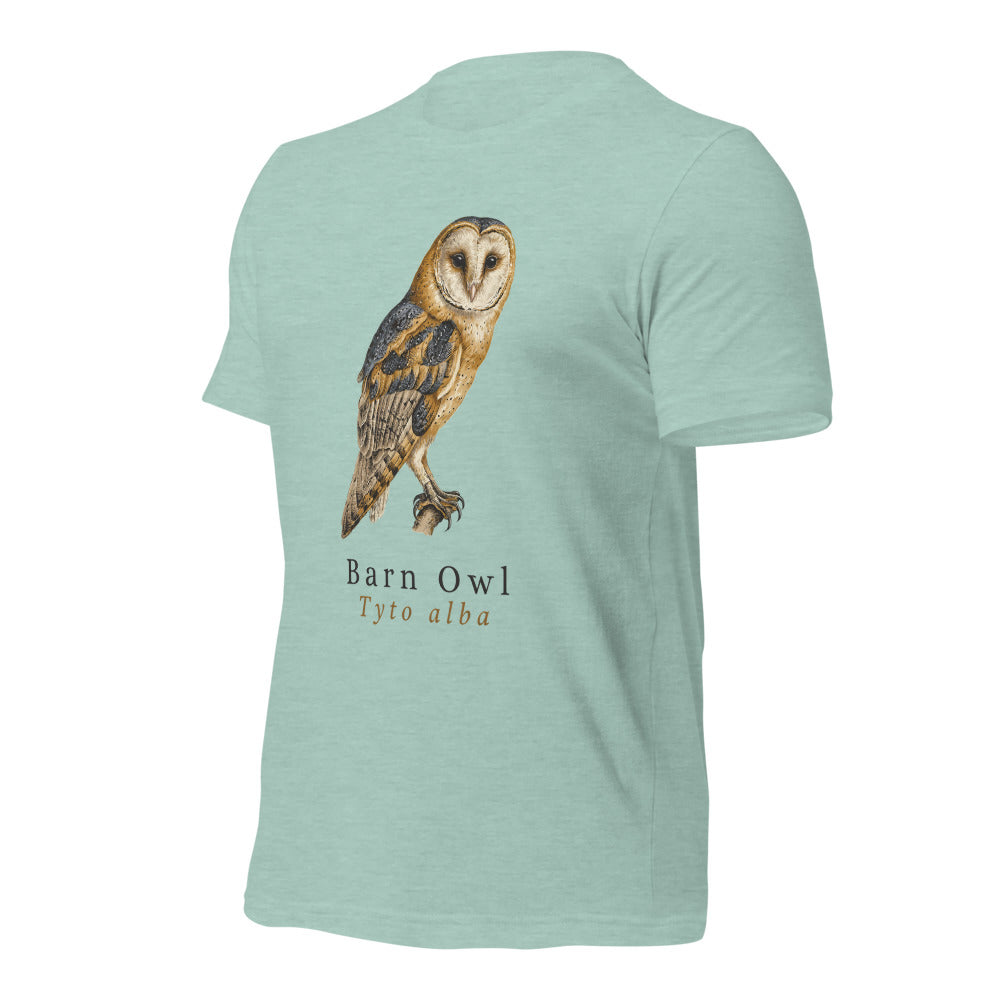 Barn Owl vintage field-guide tee — Heather Prism Dusty Blue, front-right