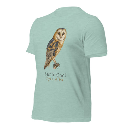 Barn Owl vintage field-guide tee — Heather Prism Dusty Blue, front-right