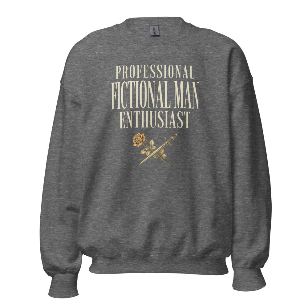Professional Fictional Man Enthusiast book lover dark academia crewneck sweatshirt — Graphite Heather, front