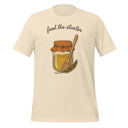 Feed The Starter sourdough baker tee — Heather Natural, front