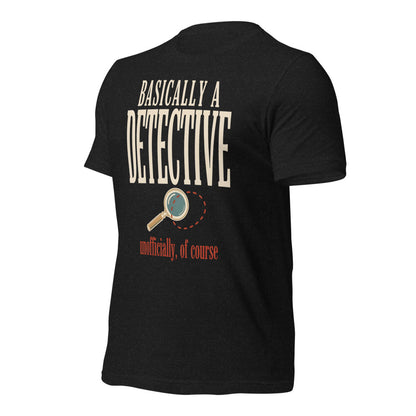 Basically a Detective vintage true crime tee — Black Heather, front-right