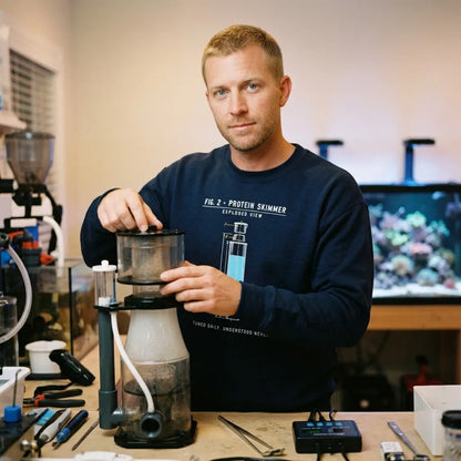 Protein Skimmer Exploded View reef tank saltwater aquarium crewneck sweatshirt — lifestyle