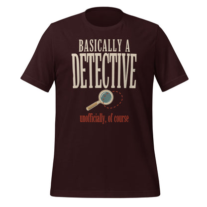 Basically a Detective vintage true crime tee — Oxblood Black, front