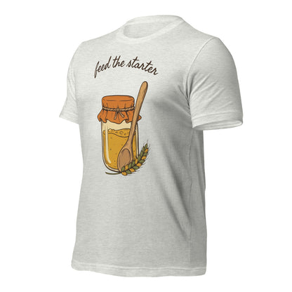 Feed The Starter sourdough baker tee — Ash, front-right